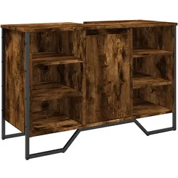 Helloshop26 - Platzsparender Design-Waschtischunterschrank 91 x 35 x 60 cm aus geräuchertem Eichenholz-Verbundwerkstoff