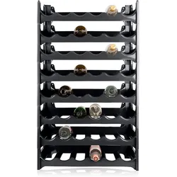 PROREGAL Weinregal CURVA 8x Ebenen für 48 Flaschen, HxBxT 96x60x30cm, Schwarz, Stapelbares Flaschenregal