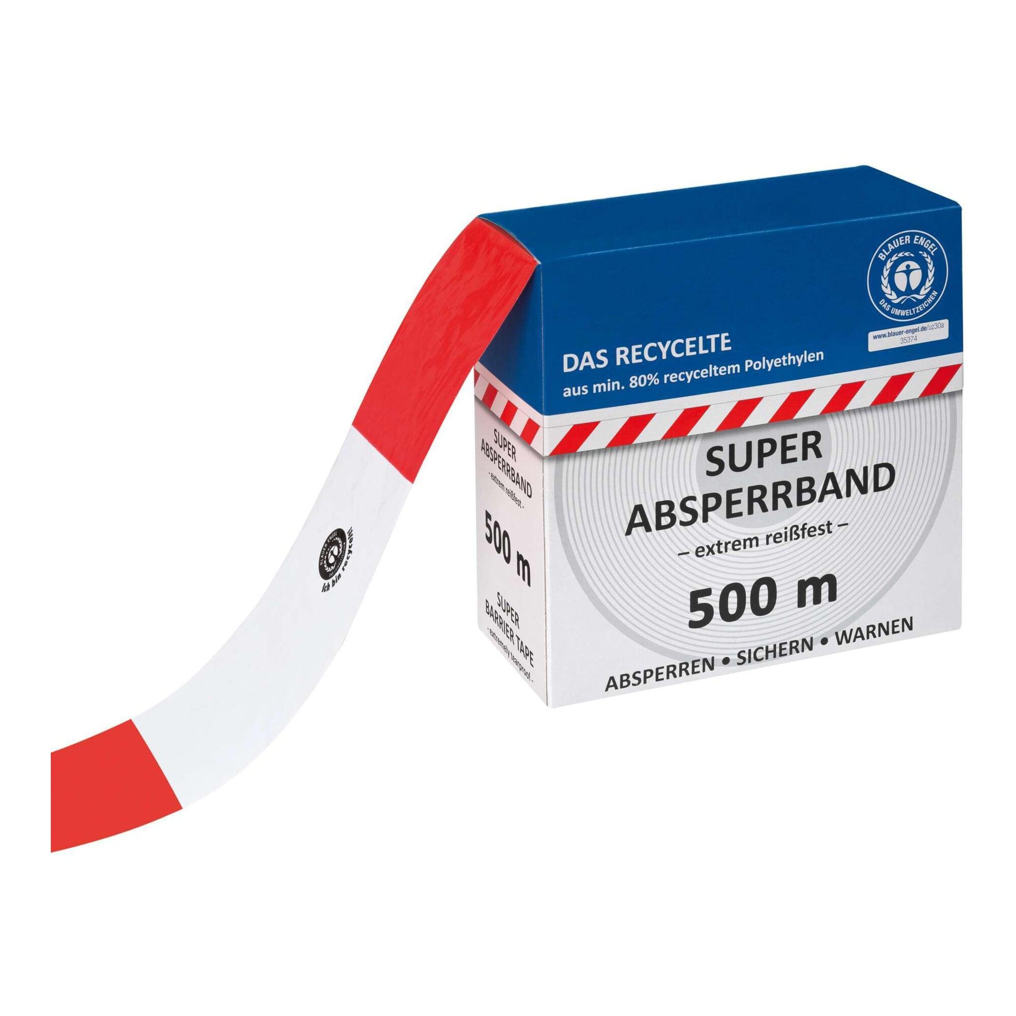 MORION Absperrband 500m rot-weiß Blauer Engel zertifiziert recycelte Polyethylenfolie ; MORAVIA (330.25.943)