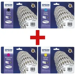 Epson 4-tlg. Tintenpatronen-Set XL »T7901/T7902/T7903/T7904« Nr. 79XL schwarz