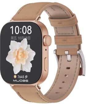 Everyday Crate MIJOBS Huawei Watch Fit 3 Leather Band Genuine Cowhide 20mm Adjustable Replacement Strap apricot Rose Gold