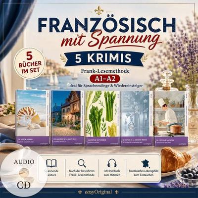 Französisch mit Spannung: 5 moderne Krimis A1-A2 (+ 5 Audio-CDs), Set von Louise Delaunay, EasyOriginal Verlag, 978-3-99197-043-9