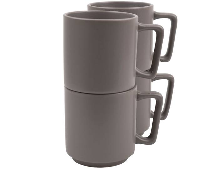 Design Tassen aus Steingut, 300ml, 4 Stück, taupe