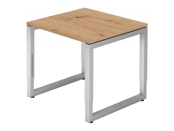 REGO 8 S Schreibtisch 80 x 80 höhenverstellbar Asteiche/Silber