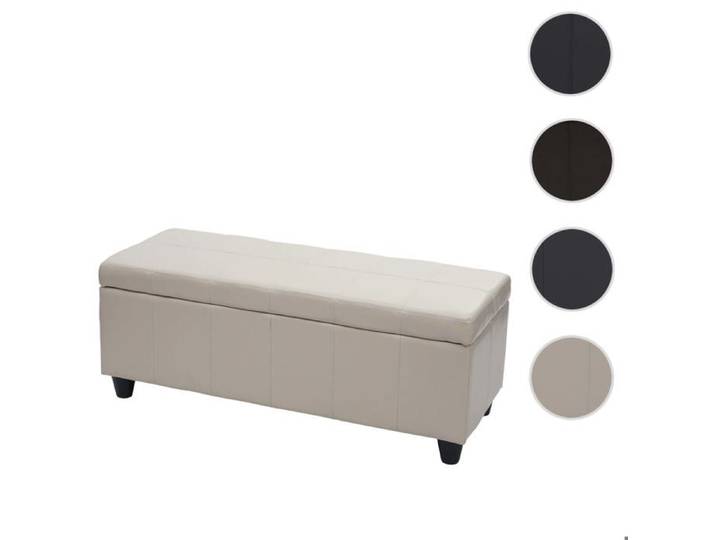 Banc/banquette/coffre de rangement Kriens 114x45x45cm similicuir ~ crème