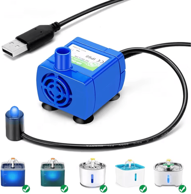 Inspire Curations FlowBright LED Water Fountain Replacement Pump For Pets blue
