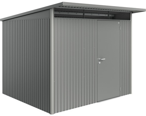 Biohort AvantGarde, Metallschuppen, Einzelbild, Schuppendach, Quarzmetallic grau, Stahl, Quarzmetallic grau