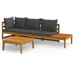 Helloshop26 - Gartenmöbel-Set Outdoor-Möbel 3-teiliges Set mit Kissen dunkelgraues Akazienholz 02_0015970