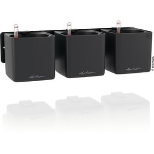 Lechuza Übertopf Green Wall Home Kit, grau matt, 14x14x14cm, aus Kunststoff, für innen, Wasserspeicher & Innentopf, 3 Stück