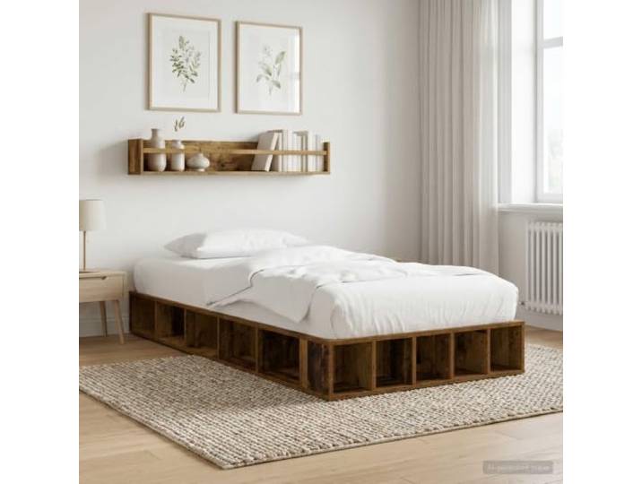 RJPLMFV Bettgestell mit Stauraum, Holz, Antik-Optik, 80 x 200 cm Langlebiges Holz, fester Lattenboden, geräumige Fächer, ohne Lattenrost, pflegeleicht