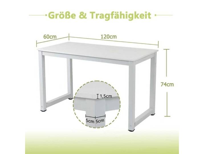 Computer Desk White Pour bureau ou télétravail Blanc Utilisation polyvalente - comme table d'appoint Plateau de table