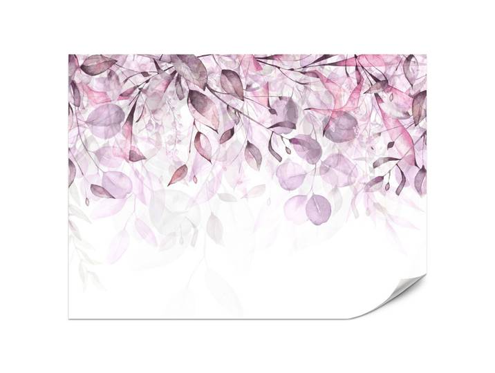FOTOTAPETE für Schlafzimmer Aquarell Zarte Rosa Blätter Botanisch200x140
