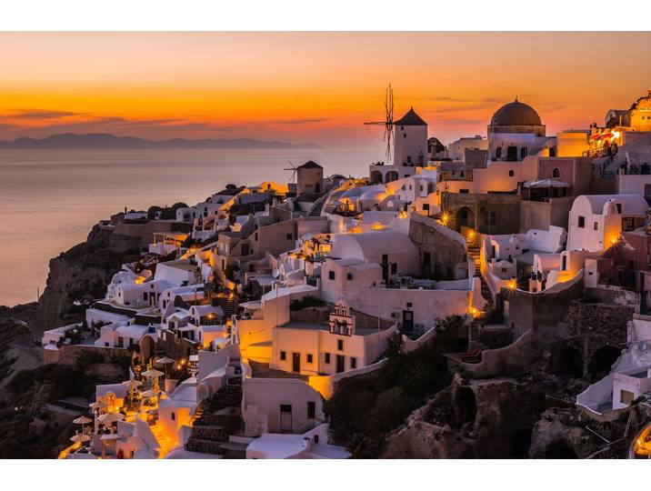 Fototapete PAPERMOON Photo-Art ANDREAS AGAZZI, CALISPERA SANTORINI , bunt, B:3,5m L:2,6m, Vlies, Tapeten, Fototapete