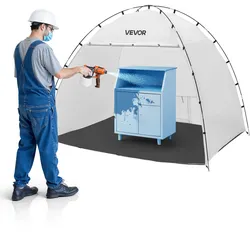 VEVOR tragbares Lackierkabinenzelt (233x172x190 cm Arbeitsbereich) Sprühfarbenzelt für Sprühmalerei, wasserfeste Farbkabine mit integriertem Boden & aufrollbarer Tür  für Schränke Stühle Tische
