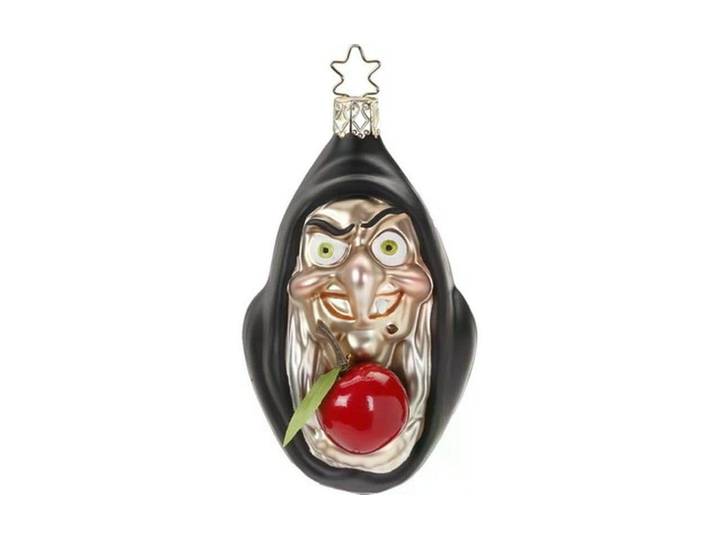 Weihnachtsbaumkugel INGE-GLAS Hexe mit Apfel 10 cm , bunt (mehrfarbig), H:10cm, Glas, Weihnachtsbaumkugeln, Weihnachtsbaumkugel