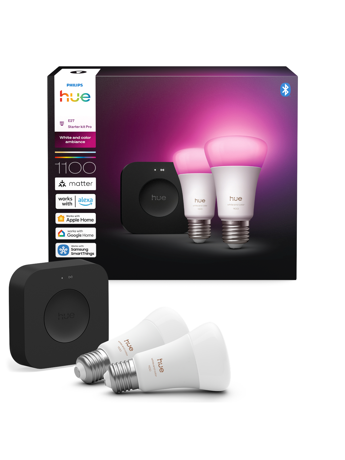 Philips Hue Starter kit: 2 E27 color-capable smart bulbs + Bridge Pro