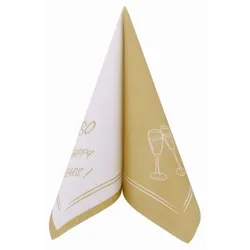 Airlaid Serviette Happy Years 80 Jahre in Gold, 40 x 40 cm, 50 Stück - APARTina