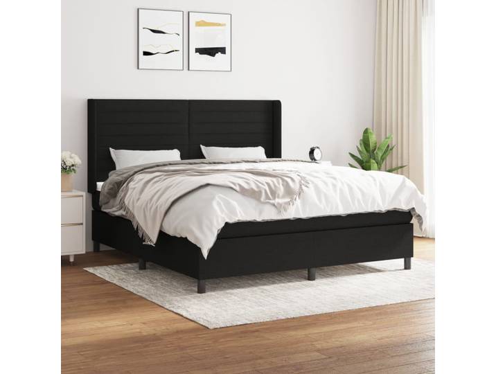 vidaXL Boxspringbett mit Matratze Schwarz 180x200 cm Stoff