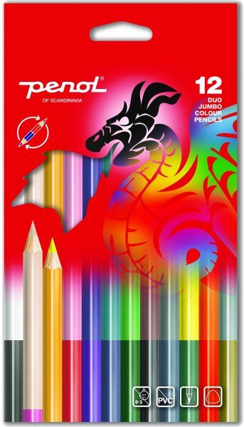 Penol Duo Jumbo Farveblyanter   12 Farver