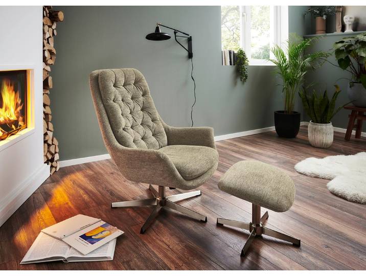 Bequemer Relax-Sessel mit Hocker, Grün