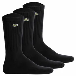LACOSTE Unisex Socken, 3er Pack - Tennissocken, Baumwollmischung, einfarbig Schwarz / 43-46