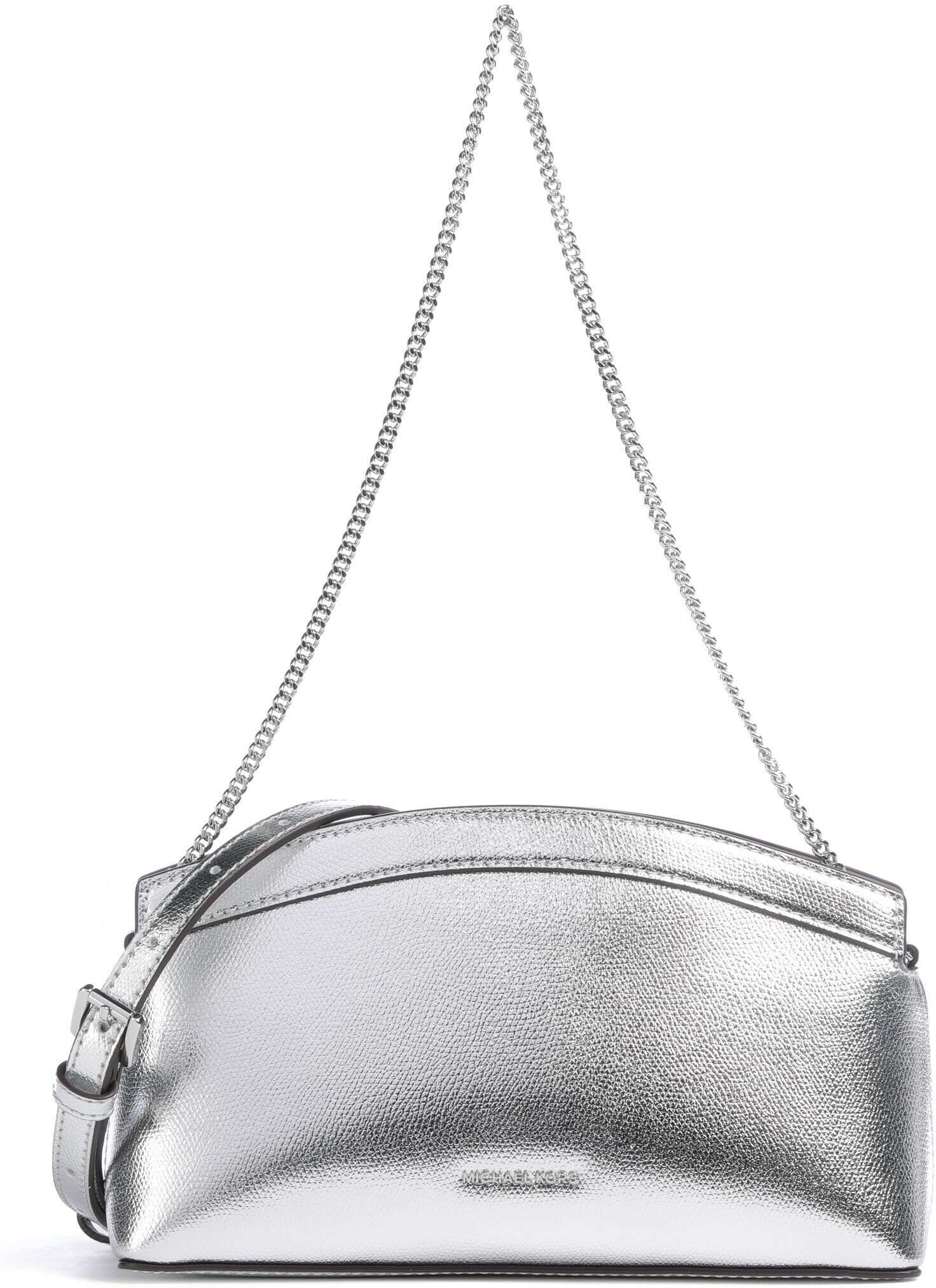 Michael Kors Athena Dome Chain Small Schultertasche aus Leder, silber