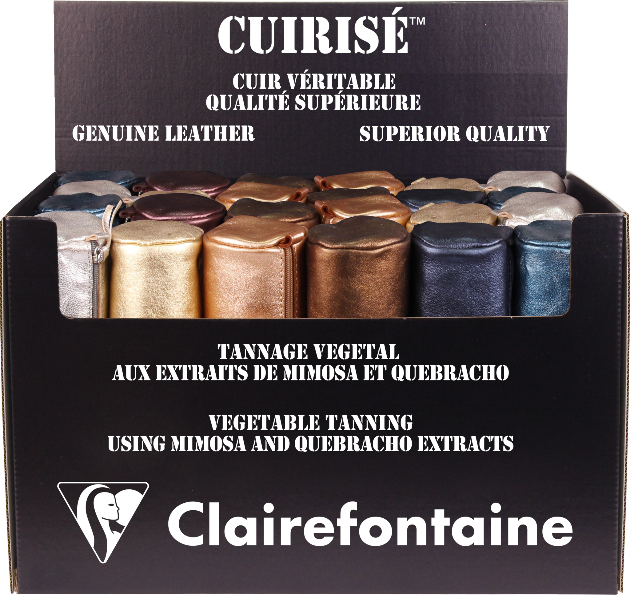 Clairefontaine Display mit 24 Lederschlampermäppchen Cuirisé TM - Sortiert 8696C