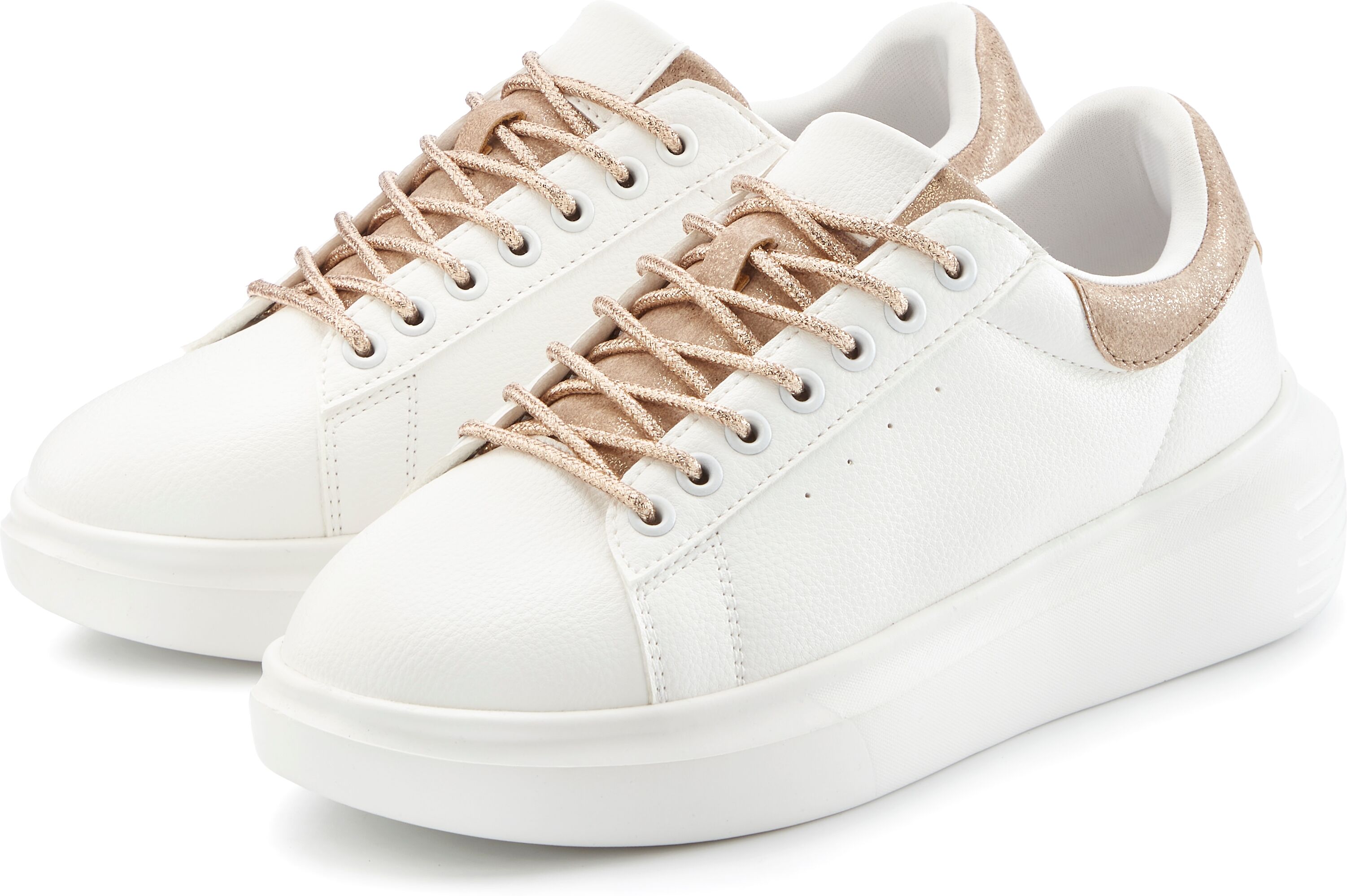 Sneaker LASCANA "Freizeitschuhe, Halbschuhe, Slip-On-Sneaker, Metallicdetails", Damen, Gr. 42, blau (weiß), Obermaterial: 100% Lederimitat. Decksohle: 100% Textilmaterial. Futter: 100% Textilmaterial. Laufsohle: 100% Synthetik, unifarben, Basic, Schuhe Sn