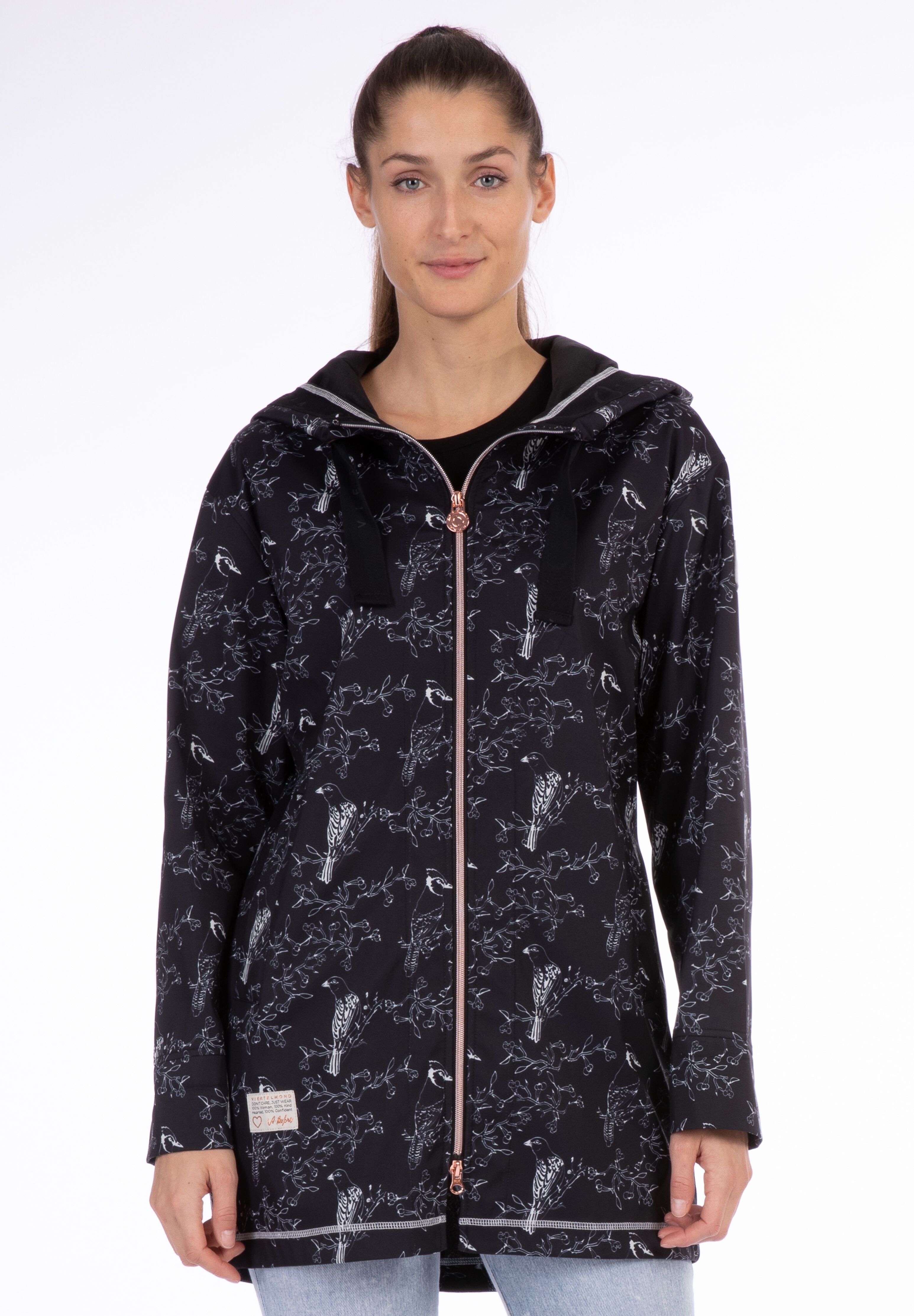 Softshellparka LPO "Vica", Damen, Gr. 44L, schwarz, Softshell, 100% Polyester, bequem hüftbedeckend, gerader Abschluss mit Kordelzug, Jacken Softshellparka, 3-Lagen Softshell schwarz 44L