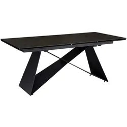 KADIMA DESIGN Esszimmertisch 180 - 260 cm Ausziehbar Keramik Glas Schwarz, Keramiktisch Groß, Designer Küchentisch Rechteckig, Esstisch Extravagant mit