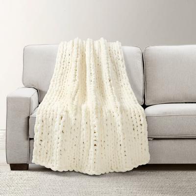 Lush Decor Hygge Ultra Soft Cozy Chenille Chunky Knit Throw
