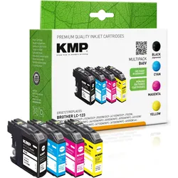 KMP Druckerpatronen B60V schwarz, cyan, magenta, gelb kompatibel zu brother LC123VALBPDR, 4er-Set