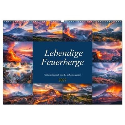 Lebendige Feuerberge - Fantastisch durch eine KI in Szene gesetzt (Wandkalender 2027 DIN A2 quer), CALVENDO Monatskalender