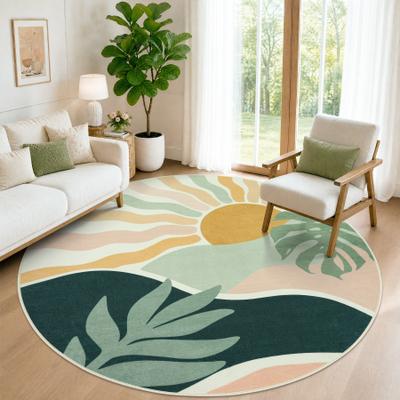 BLUEBELL Boho Sun Design Faux Wool Area Rug – Kid-Friendly & Pet-Safe, Machine Washable Carpet with Non-Slip Backing