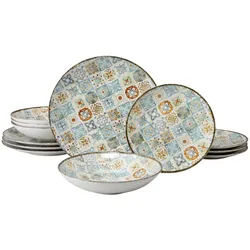 creaTable Tellerset 12-tlg MOSAIK - B/H/T ca. 34.00x30.00x31.00