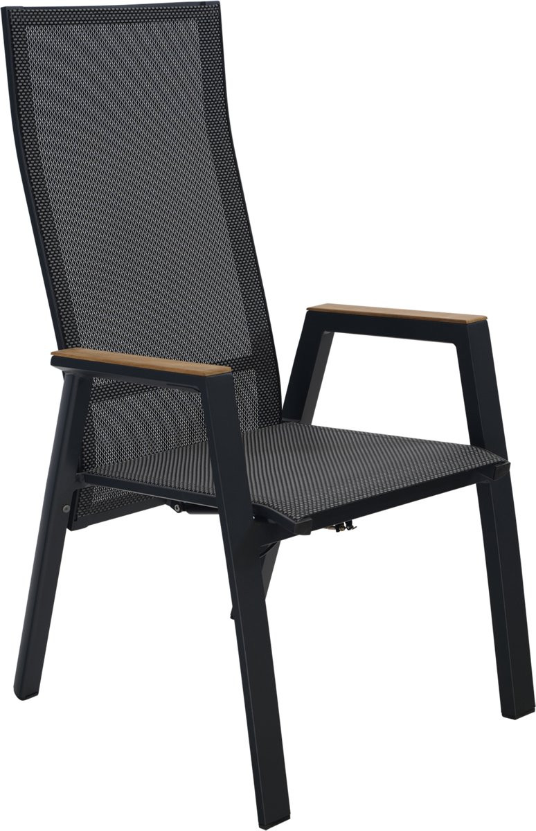 Lesliliving Amir Staande Stoel met Armleuningen - Teak - Zwart
