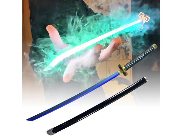 Katana Demon Slayer Lumineuse de 40 Pouces, Épée à Vapeur Anime Cosplay Taille Réelle, Katana Japonais Original, Sabre Laser LED Samouraï, Cadeau