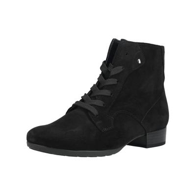 Schnürstiefelette GABOR "Gabor Stiefelette Veloursleder", Damen, Gr. 37,5, schwarz, Veloursleder, Schuhe Schnürstiefelette