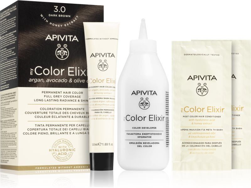 Apivita My Color Elixir Haarfarbe ohne Ammoniak Farbton 3.0 Dark Brown 1 St.