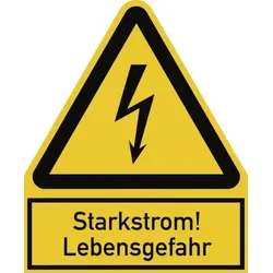 Starkstrom! Lebensgefahr, Kombischild, Folie, 100x122 mm