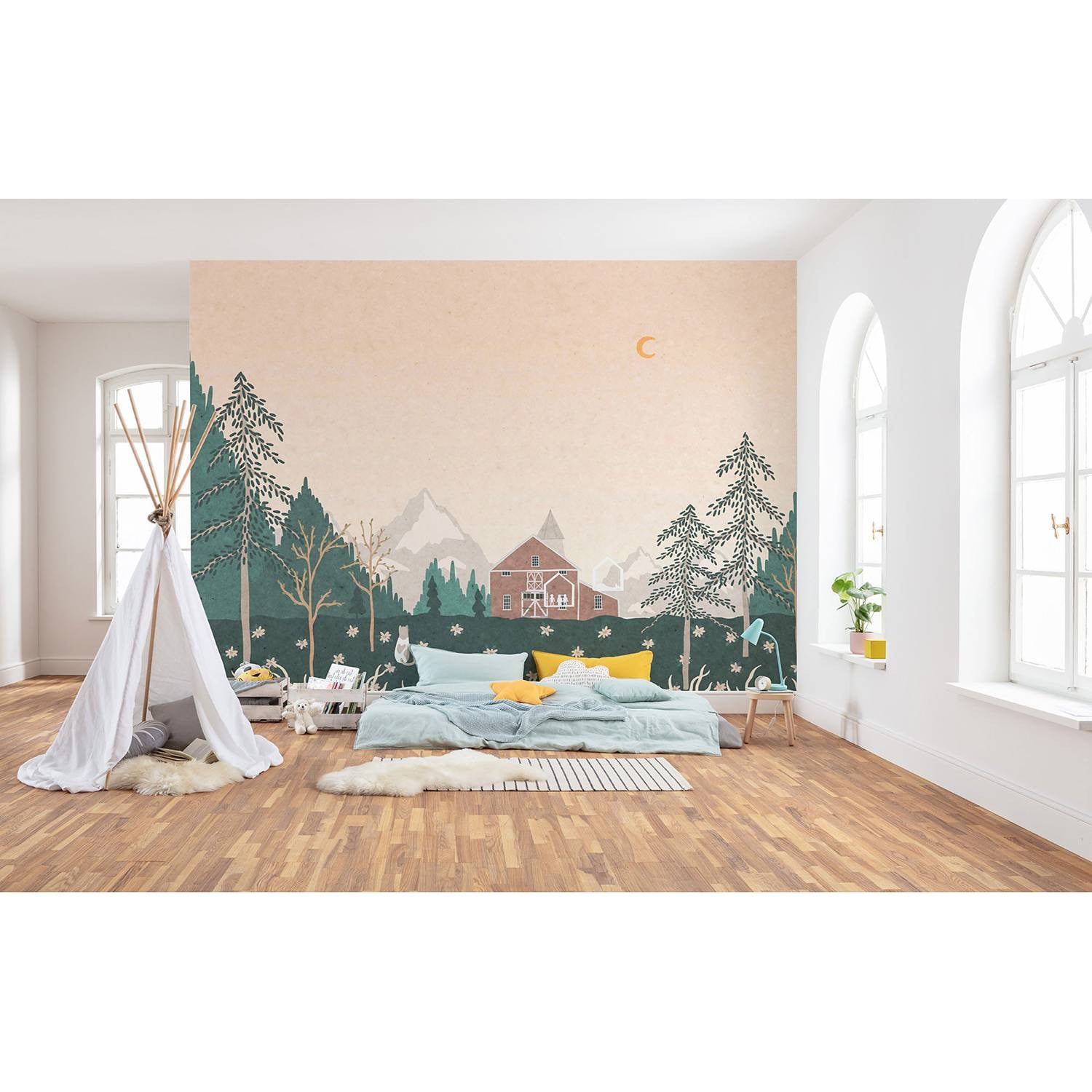 home24 Vlies-fotobehang Little Farm, Mural, Breedte: 400 cm, Hoogte: 280 cm