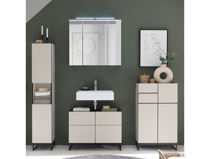 Badezimmerset 4-teilig WBU 80 cm 170 x 162 x 31cm Beige/Kaschmir
