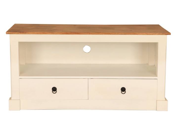 Indischesmoebelhausde TV-Schrank Fernsehtisch Retro 120x60x45 aus Mangoholz Handgefertigt, einzigartig