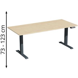 Geramöbel Schreibtisch Elevate Basic, ahorn / anthrazit, elektrisch höhenverstellbar, 180 x 73-123 x 80cm
