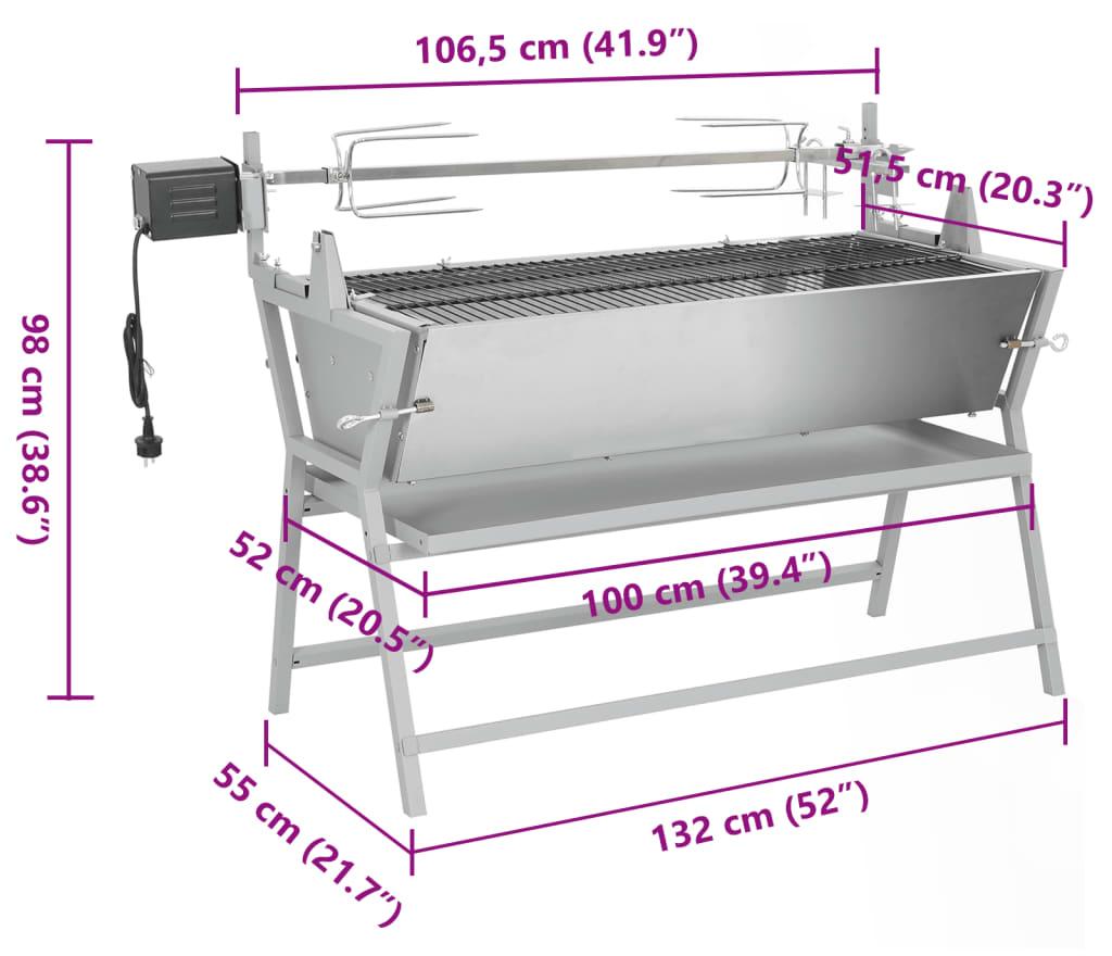 vidaXL BBQ Grill mit Drehspieß Eisen und Edelstahl