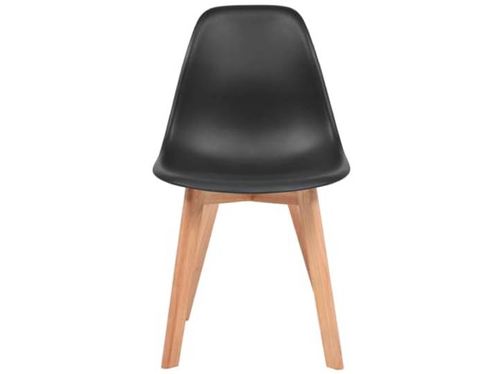POUFGDR Essstühle, 2 Stück, Schwarz, Kunststoff Ergonomische Sitzfläche, gebogene Rückenlehne, Füße aus Massivholz, schmutzige Oberfläche, leicht zu reinigen