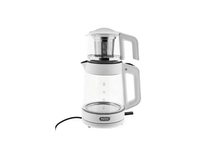 Mulex Wasser-/Teekocher Mulex Tee Express 2-in-1 aus Glas - 1L + 2L - Weiß