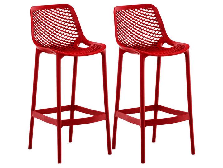 CLP Barhocker 2er Set Kunststoff Rot, 45x105x53 cm, Esszimmer, Barmöbel, Barhocker