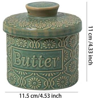 Uplift Essentials French Ceramic Butter Crock & Countertop Storage green