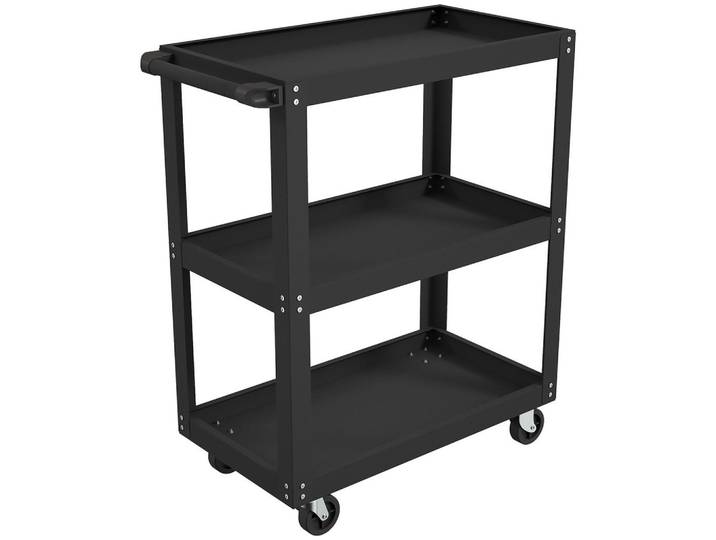 Homcom Werkzeugwagen Metall Schwarz, 35x82.5x70.5 cm, Gartenzubehör
